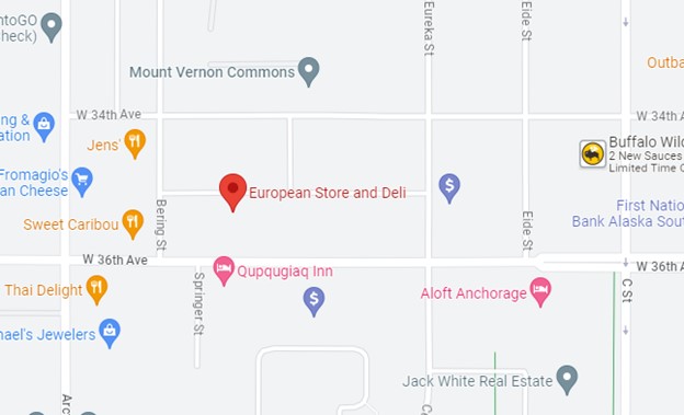 Eurpoean Store and Deli Anchorage Map